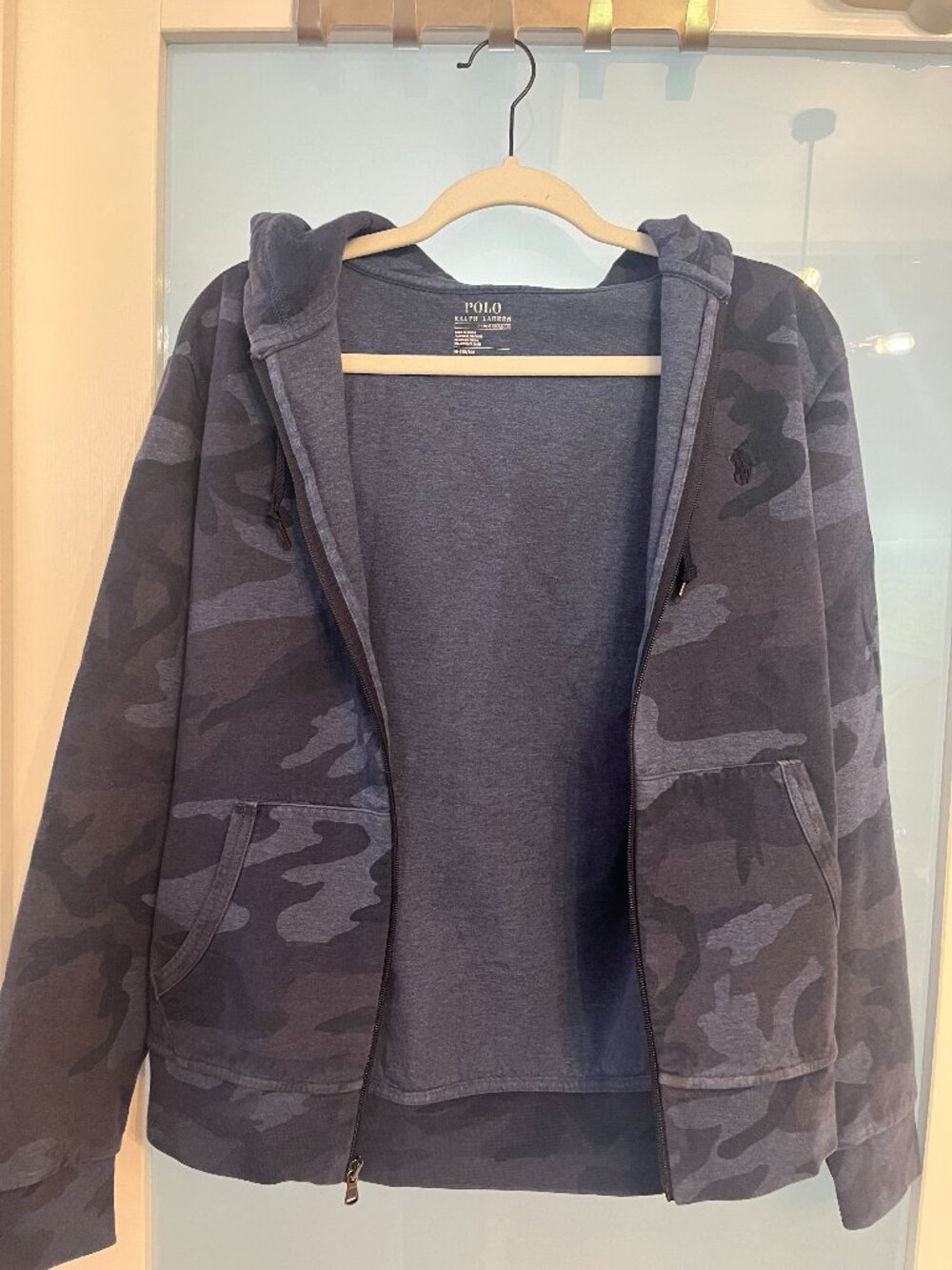 Polo Ralph Lauren "Performance" Blue Camo Zip Up Hoodie - Medium